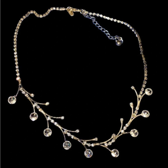 Rhinestone Silver Tone Necklace - Picture 1 of 7